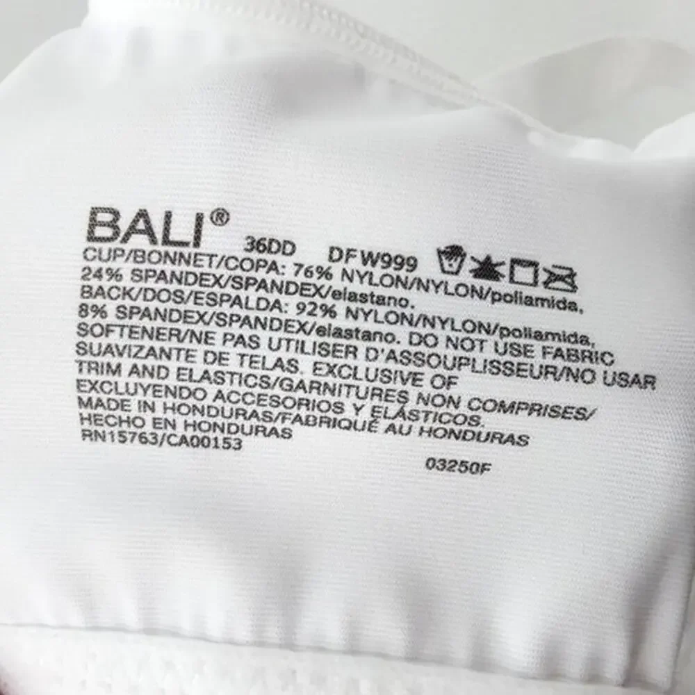 NEW NWT Bali Cool Comfort Classic White Bra Size 36DD